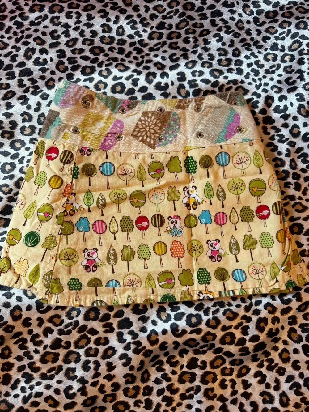 Colorful Owl & Floral Print Mini Skirt in Mint Green